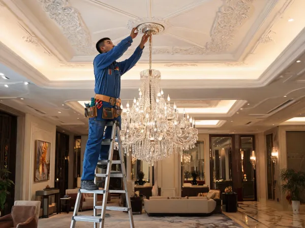 Installed chandelier inspection