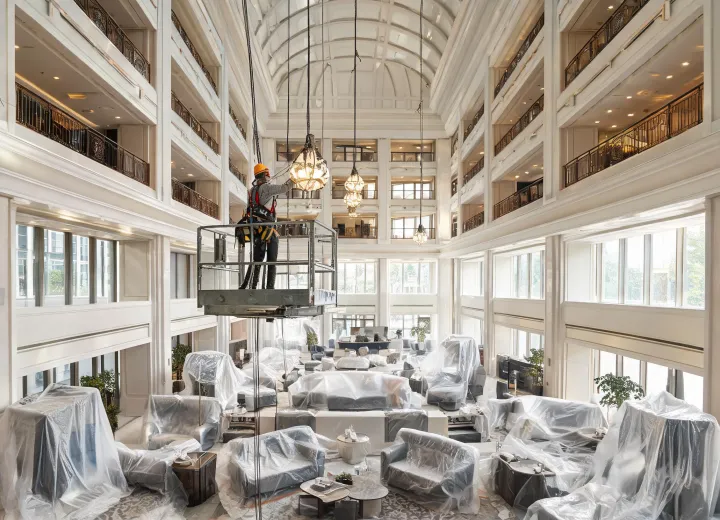 Hotel atrium pendant coordination